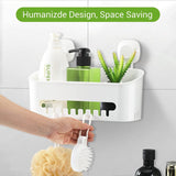 Suction Cup Shower Caddy - No Drilling Removable Shower Caddy - Powerful Suction Shower Organizer Max Hold 22lbs, Waterproof Suction Storage Basket for Bathroom & Kitchen