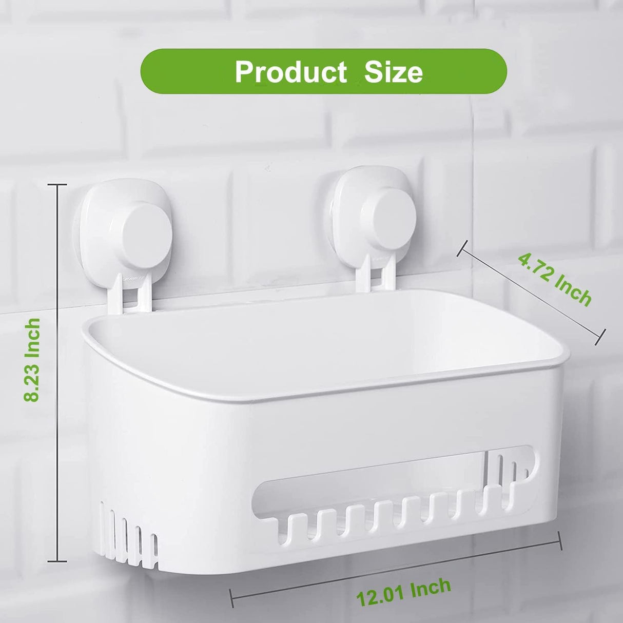 Suction Cup Shower Caddy - No Drilling Removable Shower Caddy - Powerful Suction Shower Organizer Max Hold 22lbs, Waterproof Suction Storage Basket for Bathroom & Kitchen