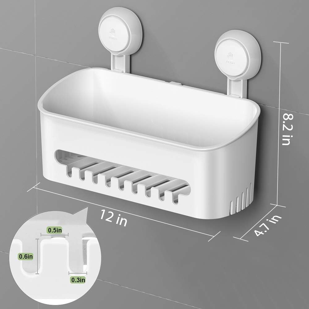 Shower Caddy Suction Cup NO-Drilling Removable Shower Shelf Powerful Heavy Duty Hold up to 22lbs, Waterproof Storage Basket for Shampoo & Toiletries Bathroom & Kitchen Caddy Organizer