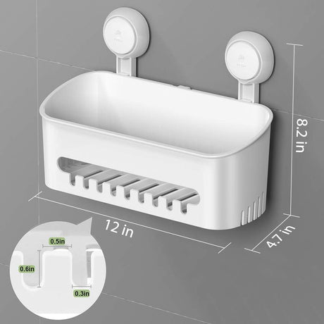Shower Caddy Suction Cup NO-Drilling Removable Shower Shelf Powerful Heavy Duty Hold up to 22lbs, Waterproof Storage Basket for Shampoo & Toiletries Bathroom & Kitchen Caddy Organizer
