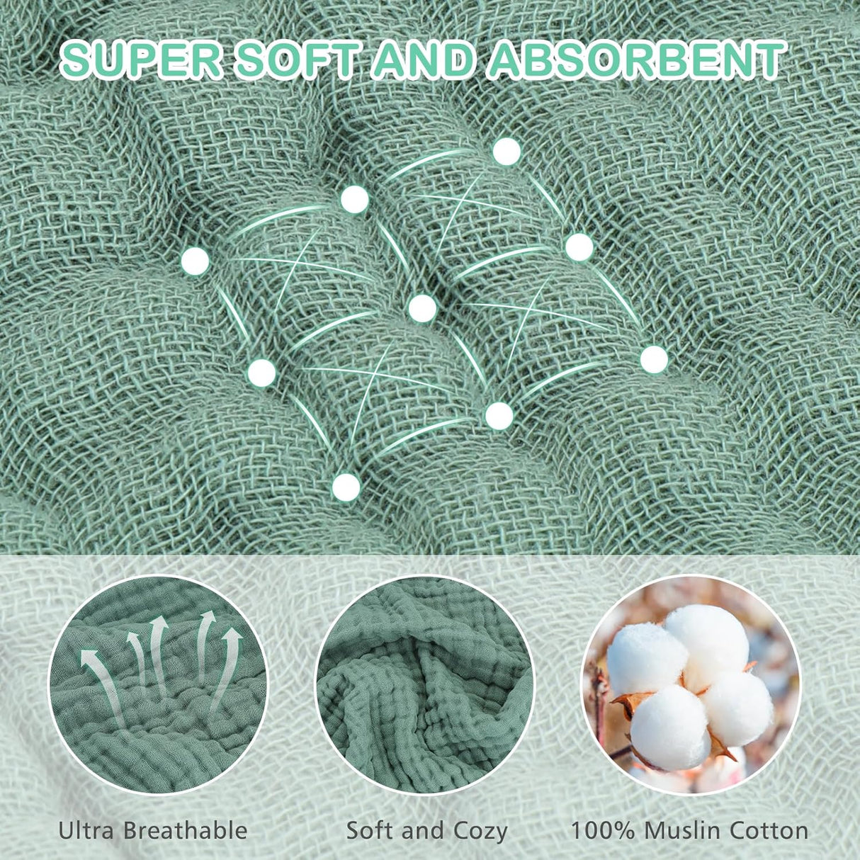 2 Pack Hooded Baby Towels, 100% Muslin Cotton Bath Towel for Babies, Newborn, Infant and Toddler, Absorbent Soft Baby Bath Towel with Hood, Boy and Girl Bath Essentials