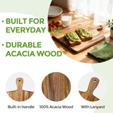Acacia Wood Cutting Board with Handle, Wooden Chopping Board for Meat, Cheese, Bread & Vegetables, Decorative Charcuterie Serving Board for Kitchen Cooking, Pizza & Party Dining, 17"x13"