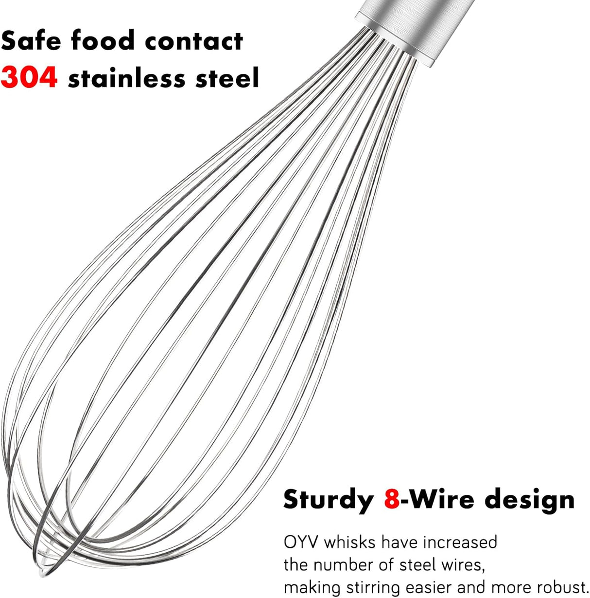 304 Stainless Steel Whisk Set & Wok Spatula, 3 Pack Whisks and Stainless Steel Spatula for Kitchen Cooking, Blending, Beating, Stirring