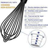 Silicone Whisk & Stainless Steel Ice Cream Scoop Set, Kitchen Essentials for Cooking and Desserts