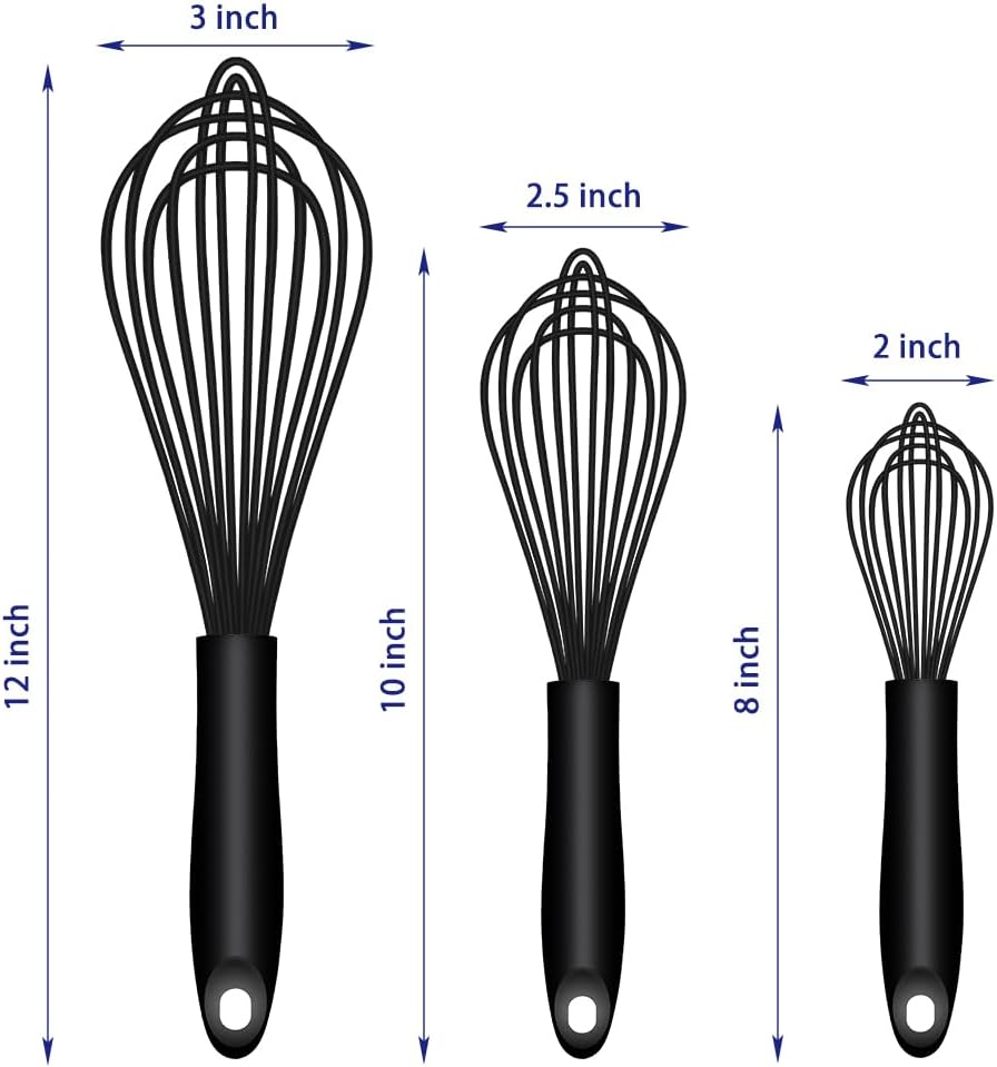 Silicone Whisk & Stainless Steel Ice Cream Scoop Set, Kitchen Essentials for Cooking and Desserts
