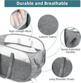 Collapsible Laundry Baskets, Tear Proof Pop Up Laundry Hamper with Dual Handles, Durable Foldable Laundry Basket, Easy to Carry Laundry Hamper for Home, Laundry Room, Bedroom, Dorm, Travel Grey