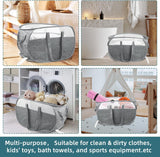 Collapsible Laundry Baskets, Tear Proof Pop Up Laundry Hamper with Dual Handles, Durable Foldable Laundry Basket, Easy to Carry Laundry Hamper for Home, Laundry Room, Bedroom, Dorm, Travel Grey