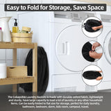 Extra Large 107L Strong Laundry Hamper 17.5" x 27" Collapsible Laundry Baskets with Long Straps Drawstring Barrel Foldable Hamper for Laundry Room, Bathroom, Campout, College Dorm or Travel