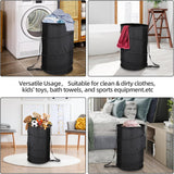 Extra Large 107L Strong Laundry Hamper 17.5" x 27" Collapsible Laundry Baskets with Long Straps Drawstring Barrel Foldable Hamper for Laundry Room, Bathroom, Campout, College Dorm or Travel