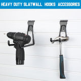 Landhoow 36 Pcs Slatwall Hooks & Hangers 32 Pcs Heavy Duty Slat Wall Hanging Hooks with 4 Pcs Storage Straps Assortment Slatwall Accessories for Storage Garage Wall Organization Garden Home (Black)