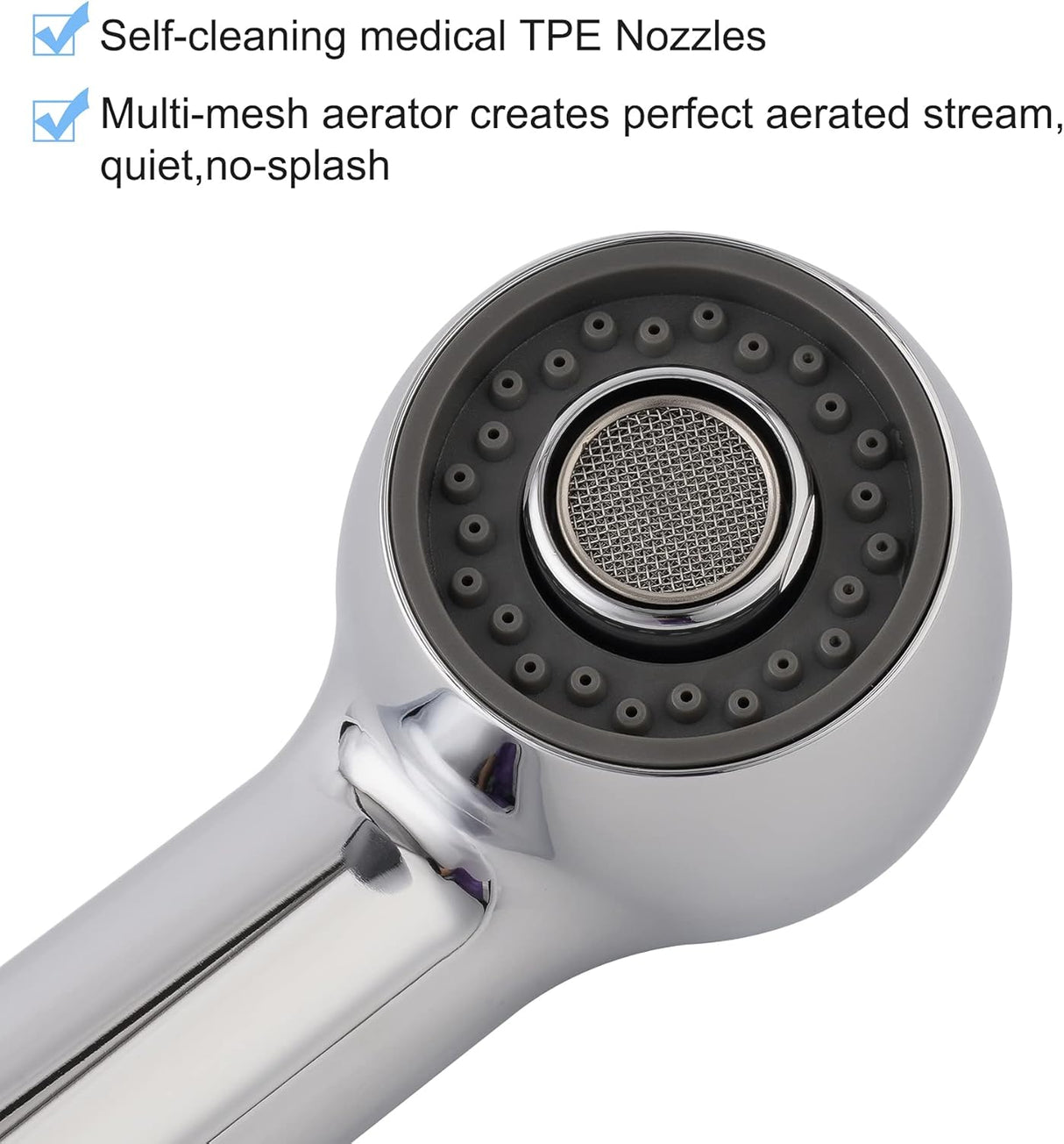 Pull Out Sink Sprayer Head Replacement, 2 Function Kitchen Sink Faucet Head, G1/2 or 13/16 Inch Thread Faucet Head Kitchen Tap Sprayer Spout, Chrome