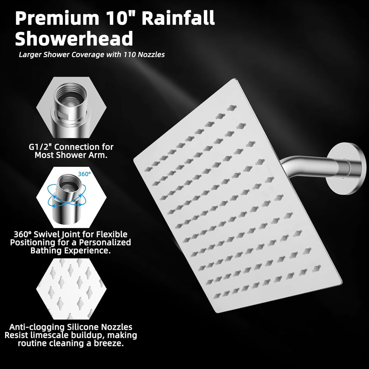 20" Showerhead with 10" Rainfall Showerhead