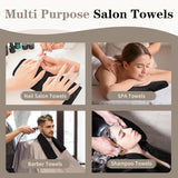 Salon Towels 12 Pack, Black Hand Towels for Bathroom, Quick Dry Gym Towels, Spa Face Towel, Absorbent Microfiber Towels for Salon, Barber, Gym, Bath, Pedicure and Home Hair Care,16 x 27 in