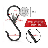 12 Pack Heavy Duty Metal 3.5" S Hooks with Safety Buckle for Hanging Kitchen Utensils/Plants/Pots & Pans/Clothes, Hats