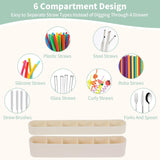 9.6'' Large Silicone Straw Holder for Cabinet Door, Space-Saving Straw Organizer Container with Adhesive Tape, Stylish Kitchen Organizers and Storage Accessories for Cabinet, Cupboard, Counter, RVs