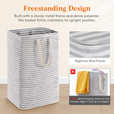 75L Large Collapsible Laundry Hamper, Tall Foldable Dirty Clothes Baskets Waterproof, Freestanding Design with Easy Carry Handles in Dorm Bedroom Bathroom College, Grey