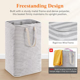 75L Large Collapsible Laundry Hamper, Tall Foldable Dirty Clothes Baskets Waterproof, Freestanding Design with Easy Carry Handles in Dorm Bedroom Bathroom College, Grey