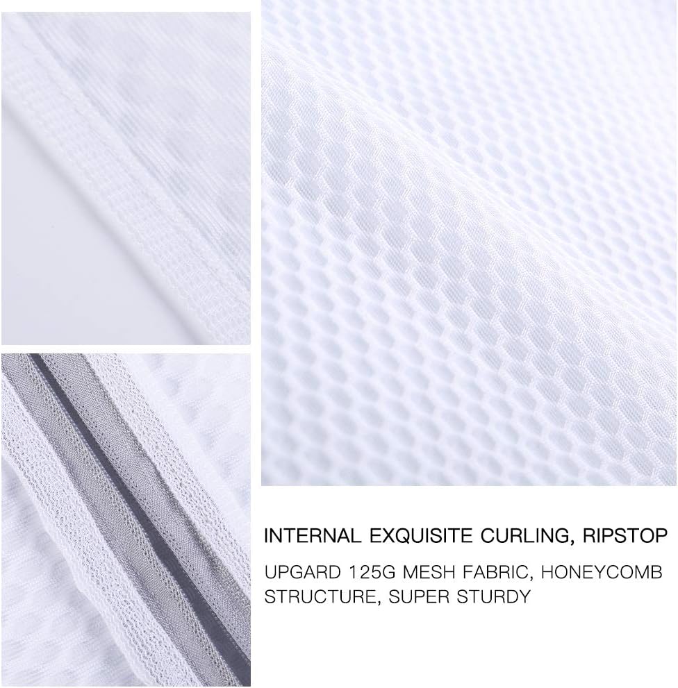 Kimmama Laundry Mesh Wash Bags, Lingerie Bags for Washing Delicates, Mesh Laundry Bags for Washing Machine, White Net, Grey Zipper, 2XXL