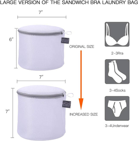 Kimmama Bra Washing Bags for Laundry, Lingerie Bags for Washing Delicates, Bra Laundry Bag for Washing Machine, Sandwish Mesh, 7x7x7"