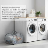 Kimmama Collapsible Mesh Laundry Basket, Foldable Pop Up Laundry Hamper with Side Pocket, Removable Clothes Storage Bin with Handle for Laundry Room, College Drom, Bathroom, Kid Room, Travel, 95L