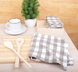 AMOUR INFINI Kitchen Towels Set of 4 Buffalo Checks Beige/White Kitchen Towels 28x20 Inches 100% Cotton Highly Absorbent Kitchen Towels Premium Quality Ultra Soft Mitered Corners KitchenTowels