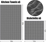 Homaxy Microfiber Kitchen Towels and Dishcloths Set, 12 Pack Soft and Absorbent Dish Hand Towels Bulk and 100% Cotton Kitchen Towels and Dishcloths Set(12 x 12 & 15 x 25 Inches, Set of 8 Bulk)