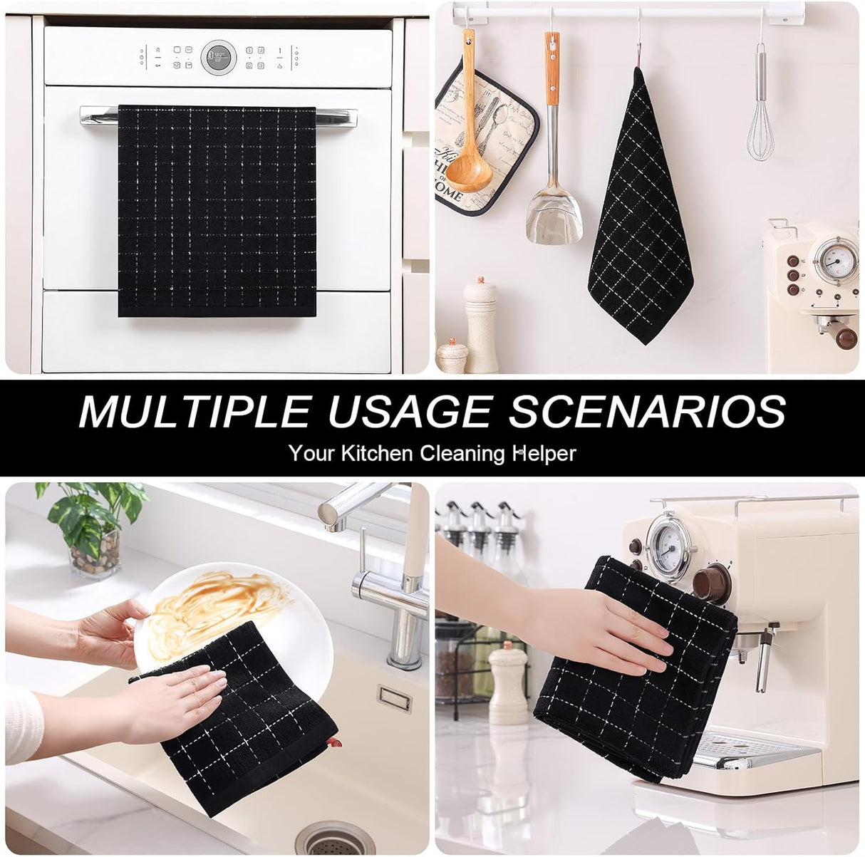 Homaxy Kitchen Towels and Dishcloths Set, 12 x 12 and 13 x 28 Inches, Set of 8 Bulk Cotton Terry Kitchen Towels Set and 100% Cotton Kitchen Towels and Dishcloths Set(12 x 12 & 15 x 25 Inches)