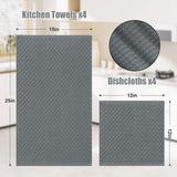Homaxy 100% Cotton Waffle Weave Kitchen Dish Cloths, Ultra Soft Absorbent Quick Drying Dish Towels and 100% Cotton Kitchen Towels and Dishcloths Set(12 x 12 & 15 x 25 Inches, Set of 8 Bulk)