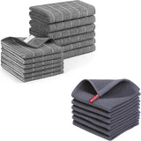 Homaxy Microfiber Kitchen Towels and Dishcloths Set 28 x 16 Inch & 12 x 12 Inch with 100% Cotton Waffle Weave Kitchen Dish Cloths 12 x 12 Inches