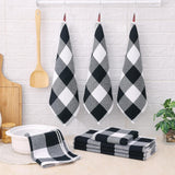 Homaxy Kitchen Towels and Dishcloths Set (12 x 12 and 13 x 28 Inches, 6 Pack, White & Black), Kitchen Towels and Dishcloths Set (16 x 25 and 12 x 12 Inches, 8 Pack, Blue/Yellow/Red/Green)