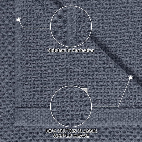 Homaxy 100% Cotton Kitchen Towels and Dishcloths Set, 12 x 12 Inches and 13 x 28 Inches, Set of 8 Bulk Kitchen Towels Set and Terry Kitchen Towels(15" x 25", 6 Pack, Dark Grey)