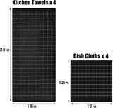 Homaxy Kitchen Towels and Dishcloths Set, 12 x 12 and 13 x 28 Inches, Set of 8 Bulk Cotton Terry Kitchen Towels Set and Terry Kitchen Towels(15" x 25", 6 Pack, Dark Grey)