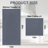 Homaxy Dishcloths Set, 12 x 12 Inches and 13 x 28 Inches, Set of 8 Bulk Kitchen Towels Set, Dark Grey and Premium Kitchen Towels(18”x 28”, 6 Pack), Grey
