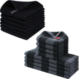 Homaxy 100% Cotton Waffle Weave Kitchen Dish Cloths, 12x12 Inches, 6-Pack, Black Kitchen Towels and Dishcloths Set, Black & Grey