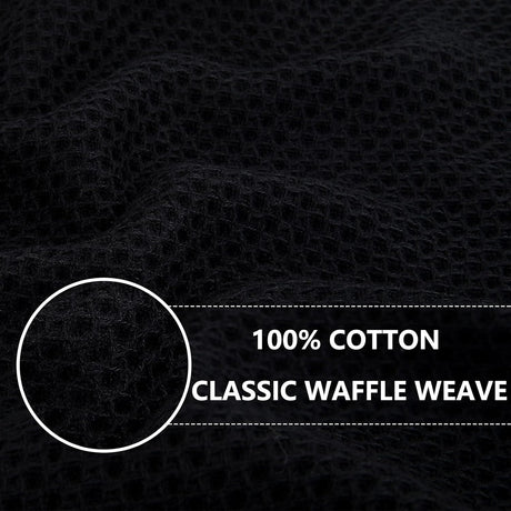 Homaxy 100% Cotton Waffle Weave Kitchen Dish Cloths, 12x12 Inches, 6-Pack, Black Kitchen Towels and Dishcloths Set, Black & Grey