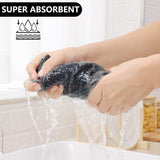 Homaxy 100% Cotton Waffle Weave Kitchen Dish Cloths, 12x12 Inches, 6-Pack, Black Kitchen Towels and Dishcloths Set, Black & Grey