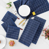 Homaxy Set of 8 Bulk Cotton Terry Kitchen Towels Set, 12 x 12 and 13 x 28 Inches, Checkered Designed and Large Cotton Kitchen Hand Towels(18”x 28”, 6 Pack), Flat and Terry Dish Towels