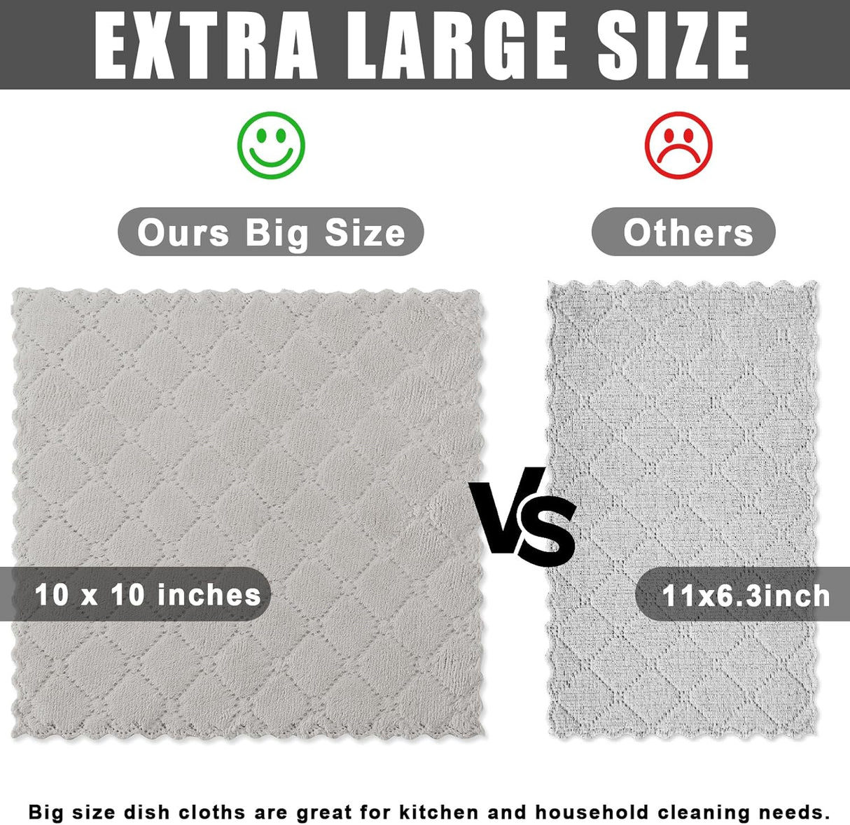 Homaxy 12 Pack Kitchen Dish Cloths (10 x 10 Inches, Grey) and Large Cotton Kitchen Hand Towels(18”x 28”, 6 Pack), Flat and Terry Dish Towels