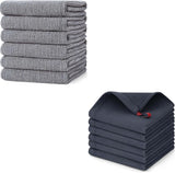 Homaxy Kitchen Towels and Dishcloths Set, 12 x 12 Inches and 18 x 28 Inches, Set of 12 Bulk Cotton Kitchen Towels Set, Ultra Soft Absorbent Dish Towels for Washing Dishes, Grey & Dark Grey