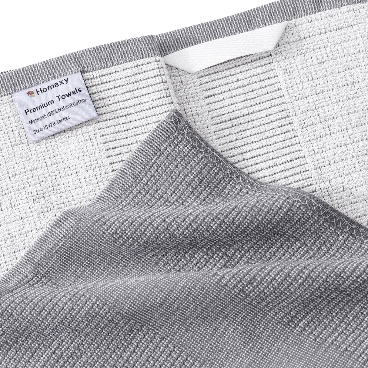 Homaxy Kitchen Towels and Dishcloths Set, 12 x 12 Inches and 18 x 28 Inches, Set of 12 Bulk Cotton Kitchen Towels Set, Ultra Soft Absorbent Dish Towels for Washing Dishes, Grey & Dark Grey