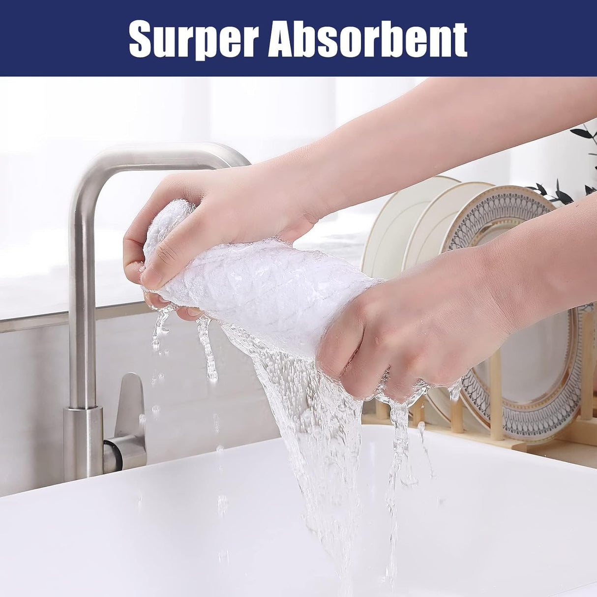 Homaxy Kitchen Towels, 16 x 28 Inches and 13 x 28 Inches, Set of 8 Bulk Cotton Kitchen Towels Set, Ultra Soft Absorbent Dish Towels for Washing Dishes, White