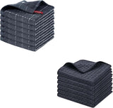 Homaxy Kitchen Towels and Dishcloths Set, 12 x 12 Inches, Set of 12 Bulk Cotton Kitchen Towels Set, Ultra Soft Absorbent Dish Towels for Washing Dishes, Dark Grey