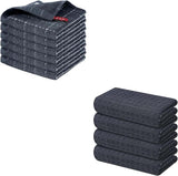 Homaxy Kitchen Towels and Dishcloths Set, 12 x 12 Inches and 16 x 28 Inches, Set of 10 Bulk Cotton Kitchen Towels Set, Ultra Soft Absorbent Dish Towels for Washing Dishes, Dark Grey