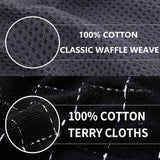 Homaxy 100% Cotton Kitchen Towels and Dishcloths Set(Dark Grey, 8-Pack) and Terry Kitchen Towels(Black, 13 x 28 inches, 4 Pack), Checkered Designed, Ultra Soft Absorbent Dish Towels