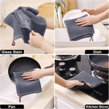 Homaxy 100% Cotton Kitchen Towels and Dishcloths Set(Dark Grey, 8-Pack) and Terry Kitchen Towels(Black, 13 x 28 inches, 4 Pack), Checkered Designed, Ultra Soft Absorbent Dish Towels