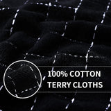 Homaxy 100% Cotton Terry Kitchen Towels and Check Kitchen Towels, 13 x 28 Inches, Set of 8 Super Soft and Absorbent Dish Towels, Black and White & Black