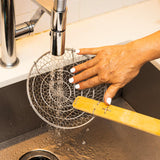 Kitchen Spider Strainer Stainless Steel 5-Inch Wire Basket with Heat-Resistant Bamboo Handle