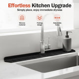 Kitchen Sink Faucet Mat, 30in Extra Long Foldable Silicone Faucet Guard & Splash Guard, 2026 Multi-Functional Draining Mat to Keep Countertops Dry, Protect Backsplash from Splash (Grey)