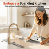 Kitchen Sink Faucet Mat, 30in Extra Long Foldable Silicone Faucet Guard & Splash Guard, 2026 Multi-Functional Draining Mat to Keep Countertops Dry, Protect Backsplash from Splash (Grey)