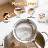 Fine-Mesh Kitchen Strainer - 2026 Upgraded Stainless Steel Sieve with Handle, Multi-Purpose Strainer for Cooking, Baking & Liquid Filtering, Oil Skimming Spoon, Kitchen Tool (Small)